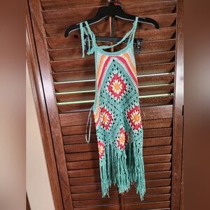 Colorful Crochet Fringe Top